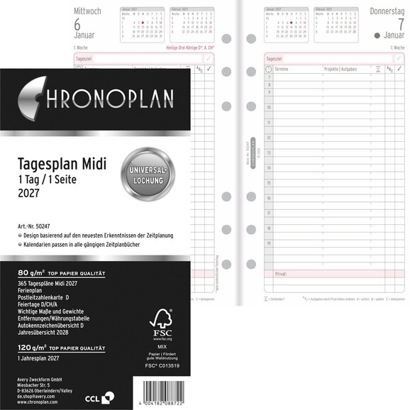 Kalendereinlage Chronoplan Midi Tagesplan, Art.-Nr. 5024J - Paterno B2B-Shop Kalendereinlage Chronoplan Midi Tagesplan, Art.-Nr. 5024J - Paterno B2B-Shop
