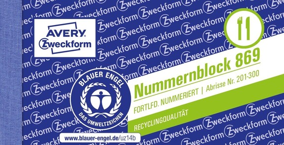 Nummernblock Zweckform 869 1-1000, Art.-Nr. 0869ZWF - Paterno B2B-Shop