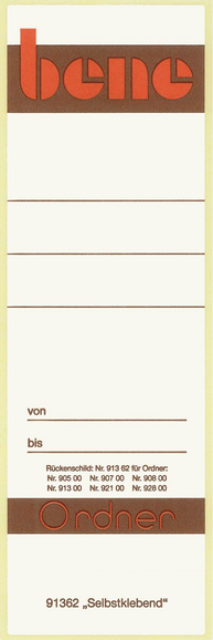 Rückenschilder Bene für 91300 weiss, Art.-Nr. 091362 - Paterno B2B-Shop
