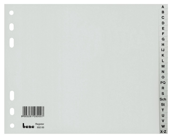 Register Bene A-Z 24-teilig grau, Art.-Nr. 093200 - Paterno B2B-Shop