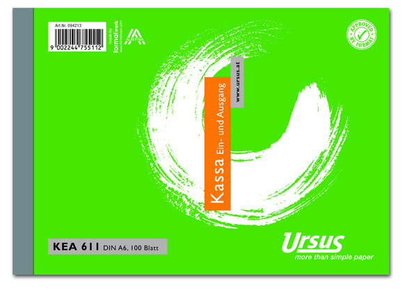 Kassabuch KEA611 A6 quer 100 Blatt, Art.-Nr. 094032 - Paterno B2B-Shop