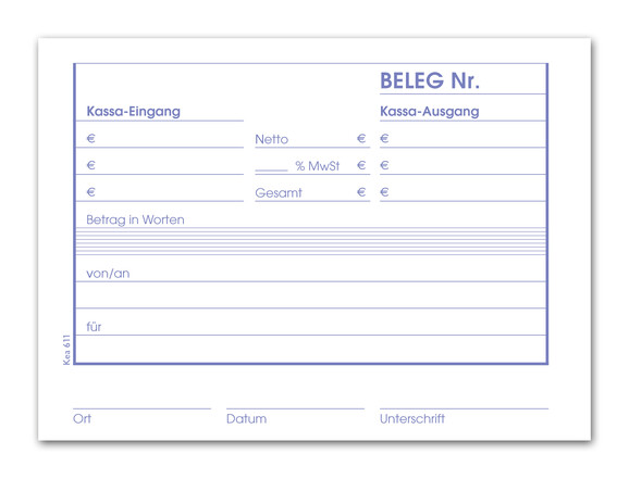 Kassabuch KEA611 A6 quer 100 Blatt, Art.-Nr. 094032 - Paterno B2B-Shop