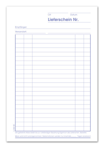Lieferscheinbuch LI542SD A5 hoch 2x40 Blatt, Art.-Nr. 094201 - Paterno B2B-Shop