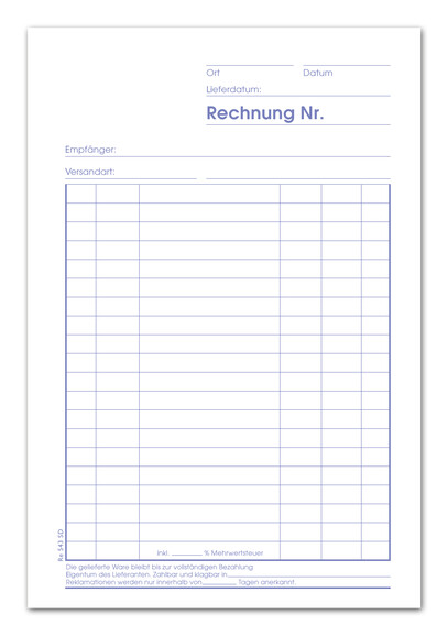 Rechnungsbuch RE543SD A5 hoch 3x40 Blatt, Art.-Nr. 094212 - Paterno B2B-Shop