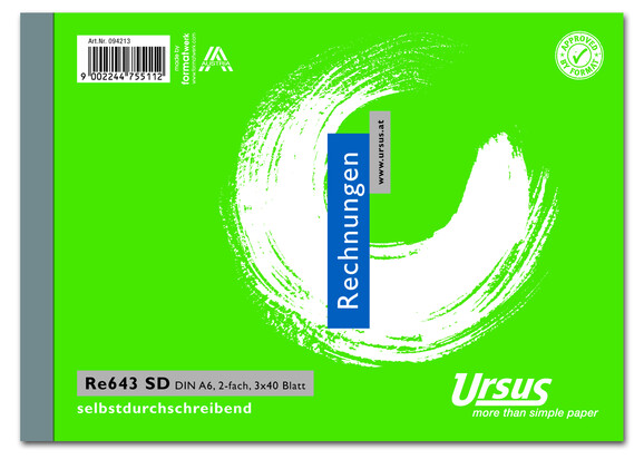 Rechnungsbuch RE643SD A6 quer 3x40 Blatt, Art.-Nr. 094213 - Paterno B2B-Shop