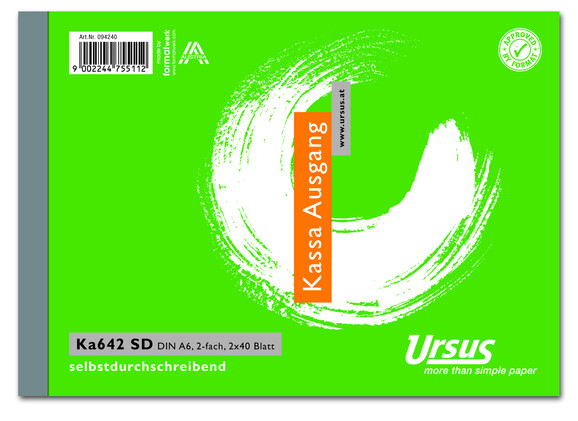 Kassaausgangsbuch KA642SD A6 quer 2x40 Blatt, Art.-Nr. 094240 - Paterno B2B-Shop