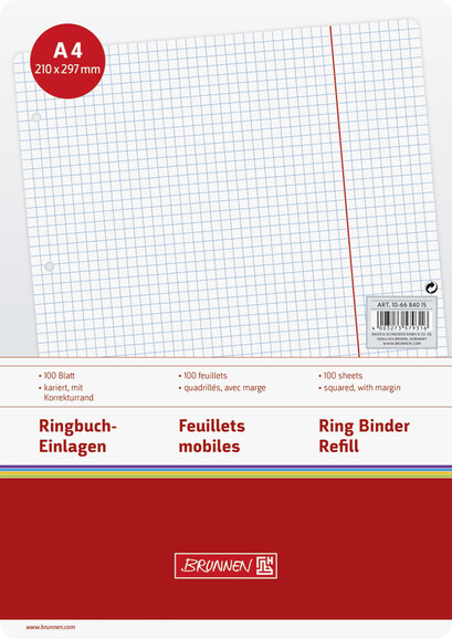 Ringbucheinlagen Brunnen A4 100 Blatt liniert, Art.-Nr. 1066840-12RM - Paterno B2B-Shop