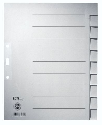 Register Leitz A4 10-teilig grau, Art.-Nr. 1221-00-85 - Paterno B2B-Shop