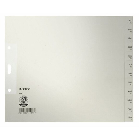 Register Leitz Monate 240x200 mm grau, Art.-Nr. 1230-00-85 - Paterno B2B-Shop