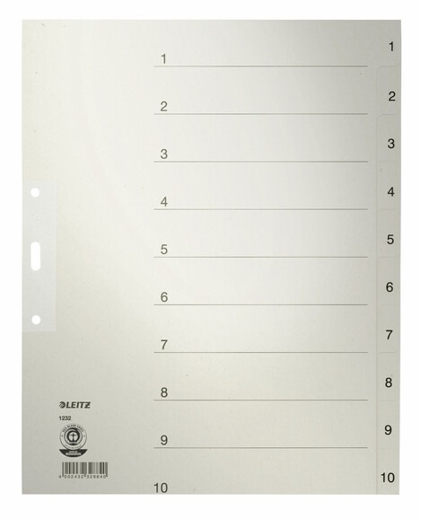 Register Leitz A4 1-10 grau, Art.-Nr. 1232-00-85 - Paterno B2B-Shop