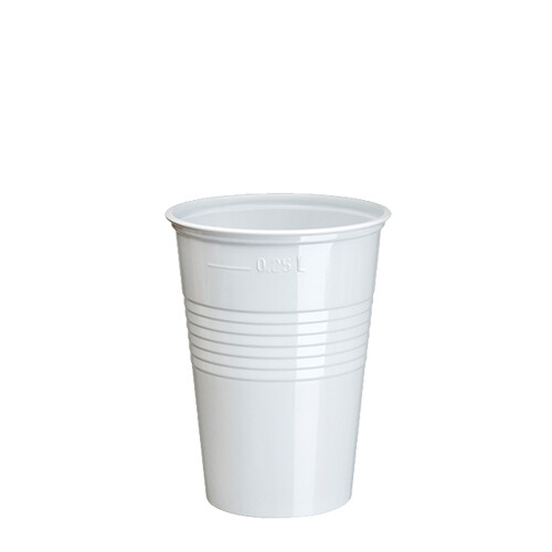 Trinkbecher 0,25 Liter weiß mit Füllstrich, Art.-Nr. 16140 - Paterno B2B-Shop