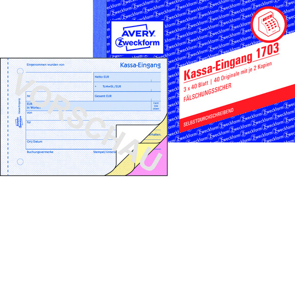 Kassaeingangsbuch ZWF, DIN A6 quer, Art.-Nr. 1703ZWF - Paterno Shop