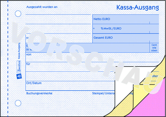 Kassaausgangsbuch ZWF, DIN A6 quer, Art.-Nr. 1709ZWF - Paterno B2B-Shop