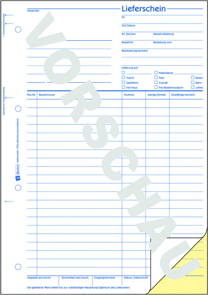 Lieferscheinbuch ZWF, DIN A4 hoch, Art.-Nr. 1724ZWF - Paterno B2B-Shop