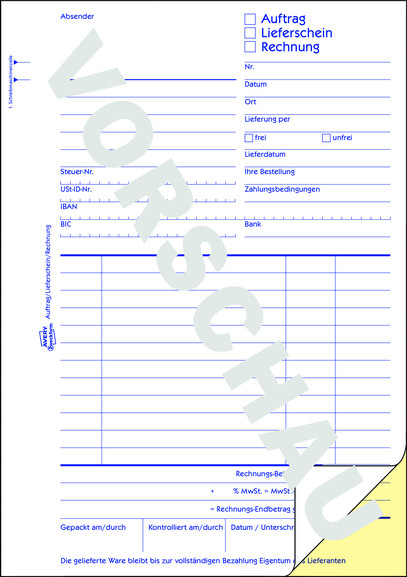 Auftrag/Lieferschein/Rechnung, ZWF A5, Art.-Nr. 1739ZWF - Paterno B2B-Shop