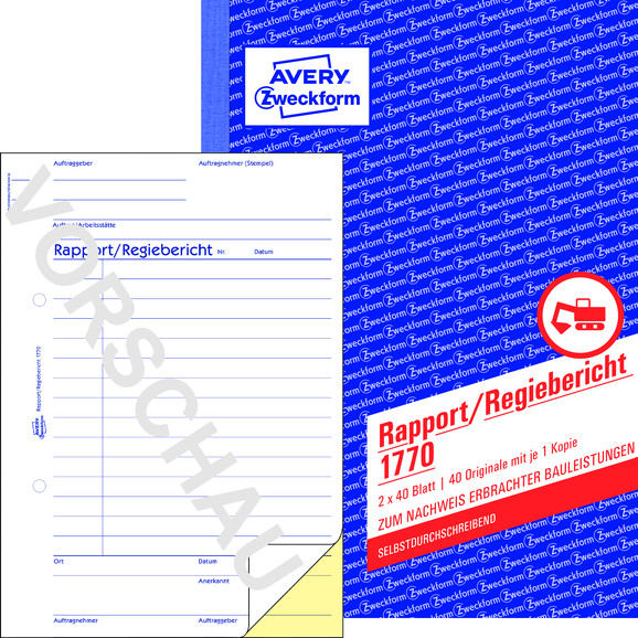 Rapport und Regiebericht ZWF, A5 SD, Art.-Nr. 1770ZWF - Paterno B2B-Shop