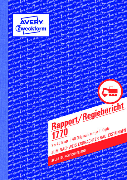 Rapport und Regiebericht ZWF, A5 SD, Art.-Nr. 1770ZWF - Paterno B2B-Shop