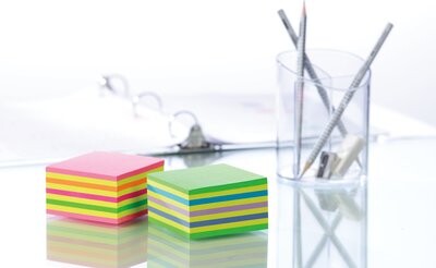 Haftnotizwürfel Post-it 76x76 mm neongrün-blau, Art.-Nr. 2028NB - Paterno B2B-Shop