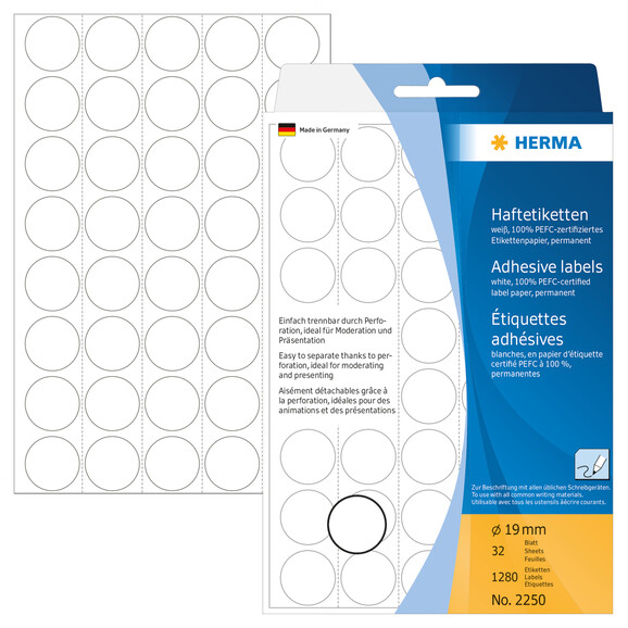 Markierungspunkte Herma 19 mm weiss, Art.-Nr. 2250E - Paterno B2B-Shop