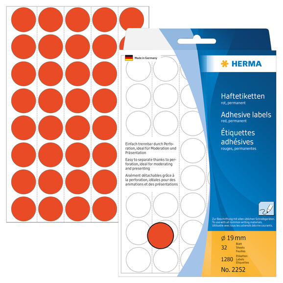 Markierungspunkte Herma 19 mm rot, Art.-Nr. 2252E - Paterno B2B-Shop