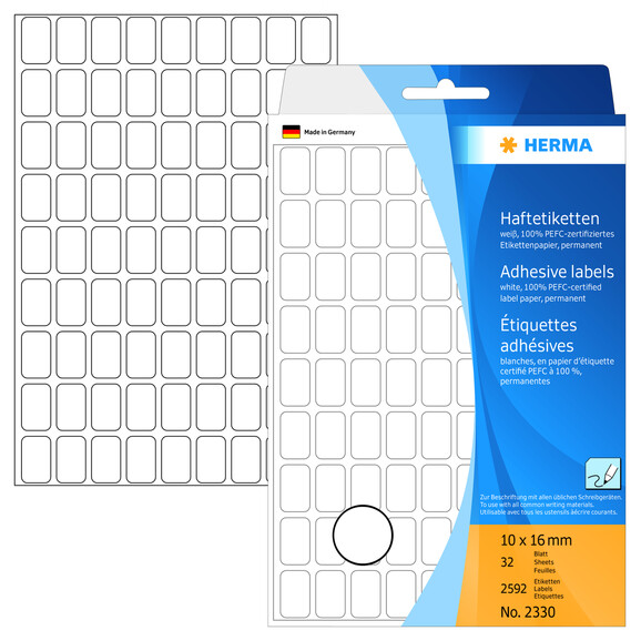 Etiketten Herma 10 x 16 mm weiss, Art.-Nr. 2330E - Paterno B2B-Shop