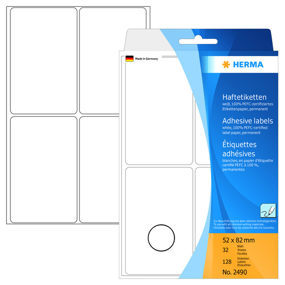 Etiketten Herma 52x82 mm weiss, Art.-Nr. 2490E - Paterno B2B-Shop