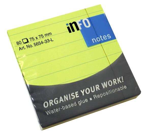 Haftnotizen Info notes 75x75 mm liniert grün, Art.-Nr. 278PSM-LIN-GN - Paterno B2B-Shop