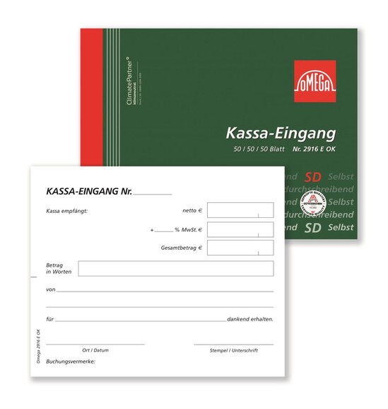 Kassaeingangsbuch Omega A6 quer 3x50 Blatt, Art.-Nr. 2916EOK - Paterno B2B-Shop Kassaeingangsbuch Omega A6 quer 3x50 Blatt, Art.-Nr. 2916EOK - Paterno B2B-Shop