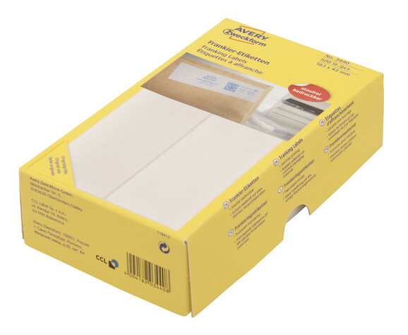 Frankieretiketten ZWF 163 x 43 mm, doppelt, Art.-Nr. 3440ZWF - Paterno B2B-Shop