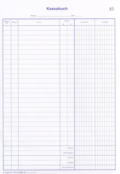 Kassabuch Sindri A4 2x50 Blatt, Art.-Nr. 3756 - Paterno B2B-Shop