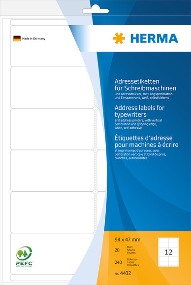 Adressetiketten Herma 94x47 mm weiss, Art.-Nr. 4432H - Paterno B2B-Shop Adressetiketten Herma 94x47 mm weiss, Art.-Nr. 4432H - Paterno B2B-Shop