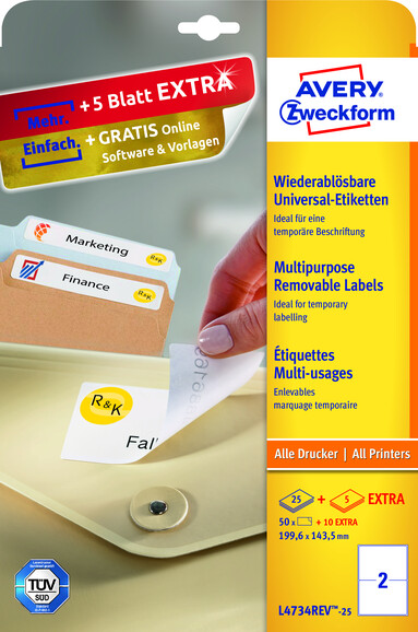 Universaletiketten ZWF 199,6 x143,5 mm wiederablösbar, Art.-Nr. 4734ZWF - Paterno B2B-Shop