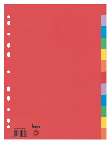 Farbregister Bene A4 12-teilig, Art.-Nr. 48319 - Paterno B2B-Shop