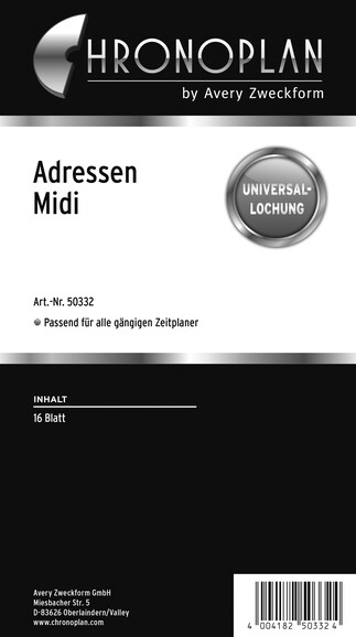 Einlageblätter Chronoplan Midi Adressen, Art.-Nr. 50332ZWF - Paterno B2B-Shop