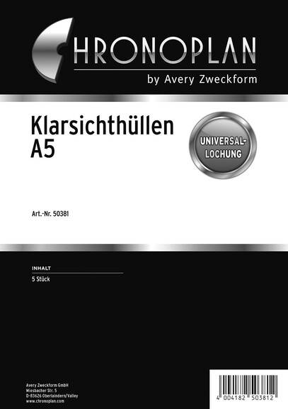 Klarsichthüllen Chronoplan A5, Art.-Nr. 50381ZWF - Paterno B2B-Shop