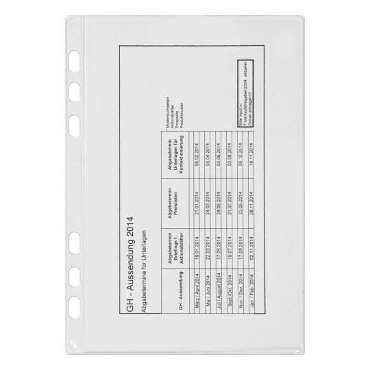 Klarsichthüllen Chronoplan A5, Art.-Nr. 50381ZWF - Paterno B2B-Shop