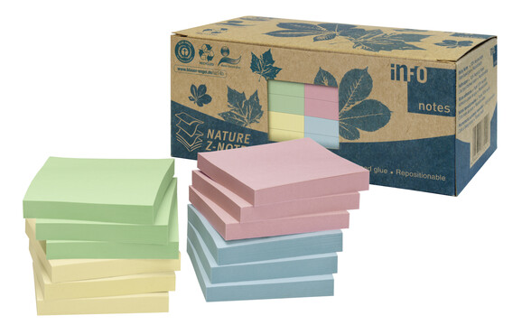Haftnotizen info notes Recyclingbox 75x75 mm Z-Notes sortiert, Art.-Nr. 5644-88BOX - Paterno B2B-Shop