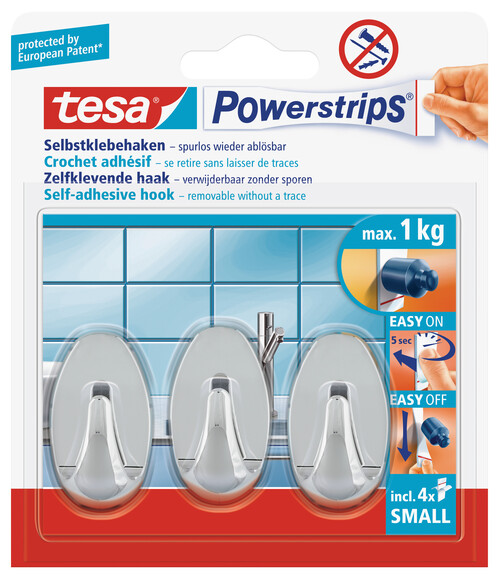 Powerstrips Tesa Haken Small chrom, Art.-Nr. 57543-2 - Paterno B2B-Shop