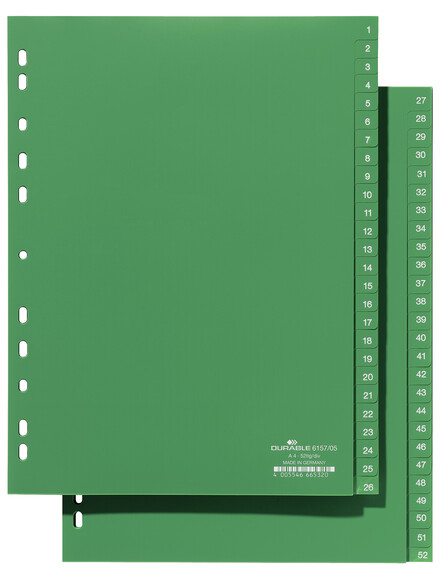 Register Durable 6157 A4 1-52 52 teilig, Art.-Nr. 615705 GRUEN - Paterno B2B-Shop