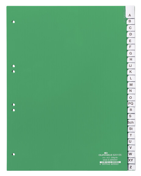 Register Durable 6201 A4 A-Z 25-teilig, Art.-Nr. 620105 GRUEN - Paterno B2B-Shop