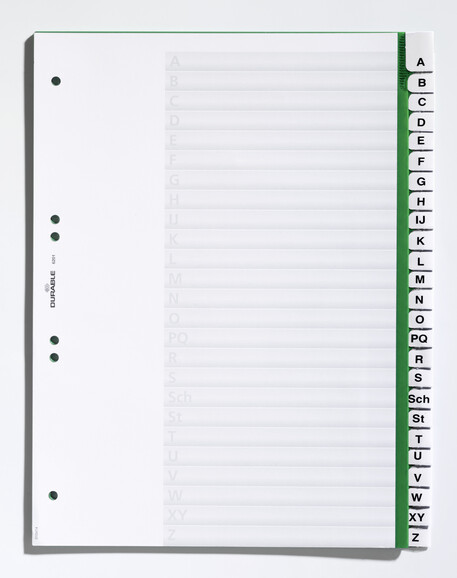 Register Durable 6201 A4 A-Z 25-teilig, Art.-Nr. 620105 GRUEN - Paterno B2B-Shop