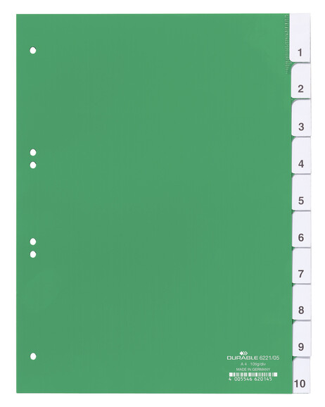 Register Durable 6221 A4 blanko 10-teilig, Art.-Nr. 622105 GRUEN - Paterno B2B-Shop