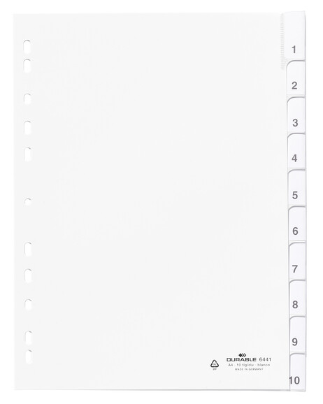 Register Durable 6441 A4 1-10 10-teilig, Art.-Nr. 644110 GRAU - Paterno B2B-Shop