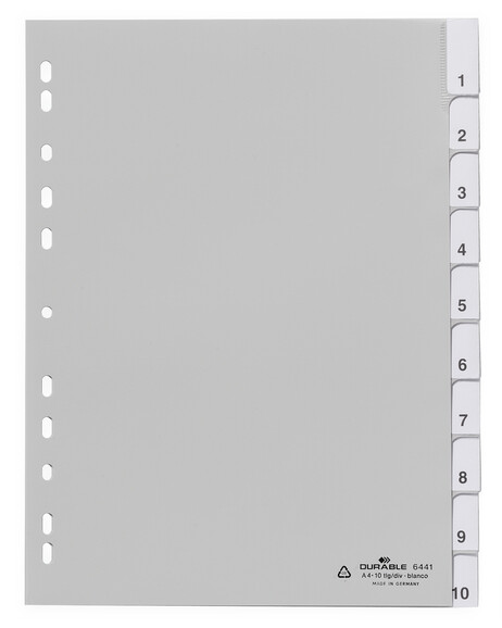Register Durable 6441 A4 1-10 10-teilig, Art.-Nr. 644110 GRAU - Paterno B2B-Shop