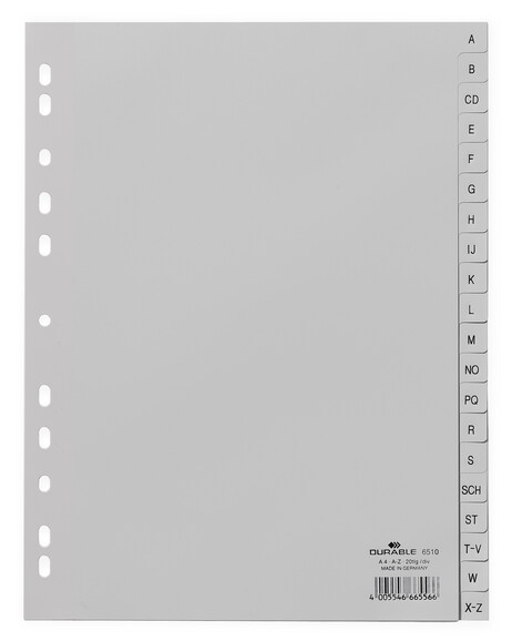 Register Durable 6510 A4 A-Z 20 teilig, Art.-Nr. 651010 GRAU - Paterno B2B-Shop