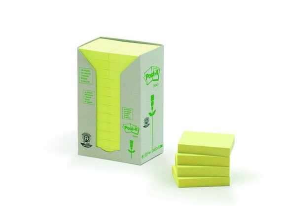 Haftnotizen Post-it 38x51 mm gelb Recycling Tower, Art.-Nr. 653-1T - Paterno B2B-Shop