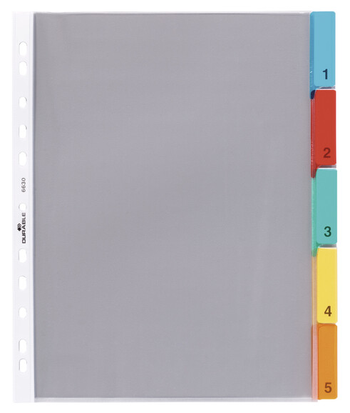 Register Hüllen- Durable 6630 A4 1-5 5-teilig, Art.-Nr. 663019-FARBLOS - Paterno B2B-Shop