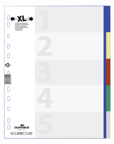 Register Durable 6737 A4 5-teilig, Art.-Nr. 673727 - Paterno B2B-Shop
