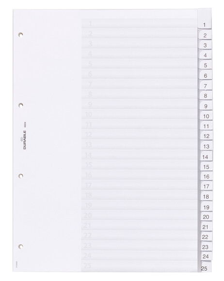 Register Durable 6824 A4 1-25 25-teilig, Art.-Nr. 682419 FARBLOS - Paterno B2B-Shop