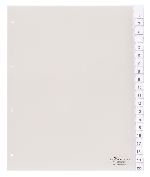 Register Durable 6833 A4 1-20 20-teilig, Art.-Nr. 683319 FARBLOS - Paterno B2B-Shop